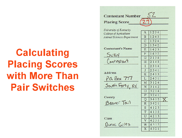 calculating placing scores with more than pair switches