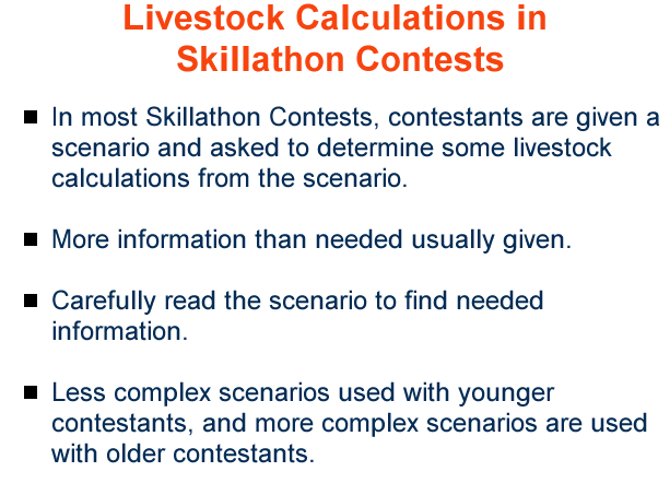 Livestock Calculations in Skillathon Contests