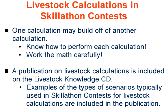 Livestock calculations in skillathon contests 2