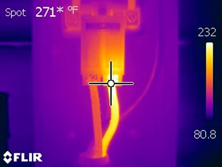 Figure 1.21 - Thermal image showing overheating due to a problem with a breaker contract
