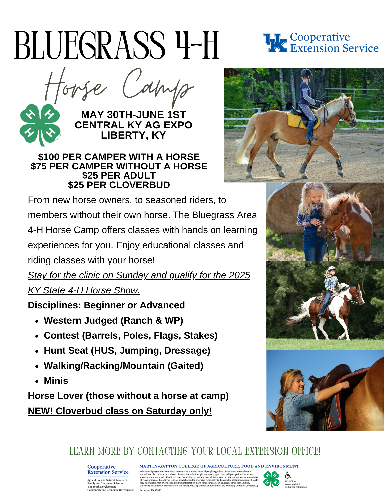 Bluegrass 4-H Horse Camp flyer