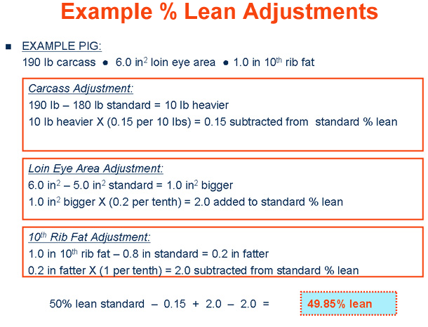 Example Percent Lean Adjustments