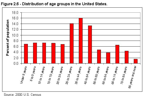 Figure 2.6 - Distribution of age groups in the United States