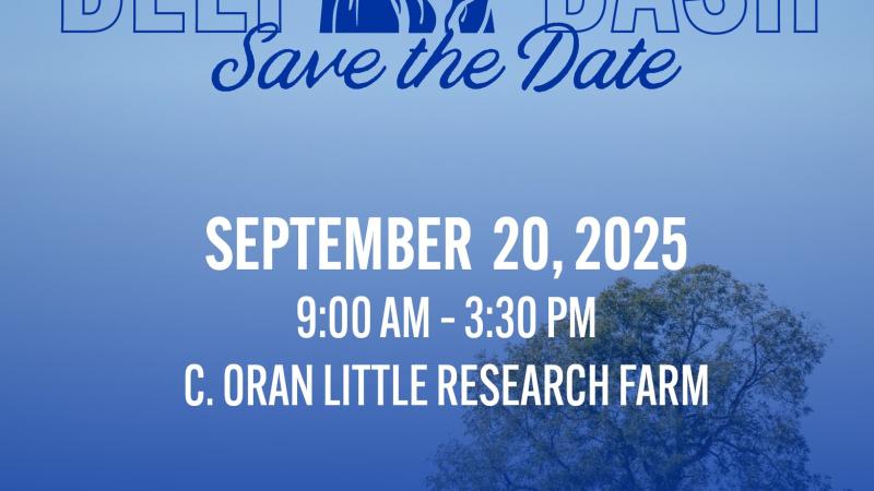 Beef Bash 2025 graphic - Sept. 20, 2025 (9AM - 3:30PM) at C. Oran Little Research Farm in Versailles, KY.